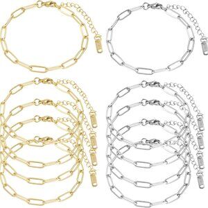 Customizable 10 PCS 6.3-Inch Charm Bracelet Chains - Premium 18K Gold-Plated